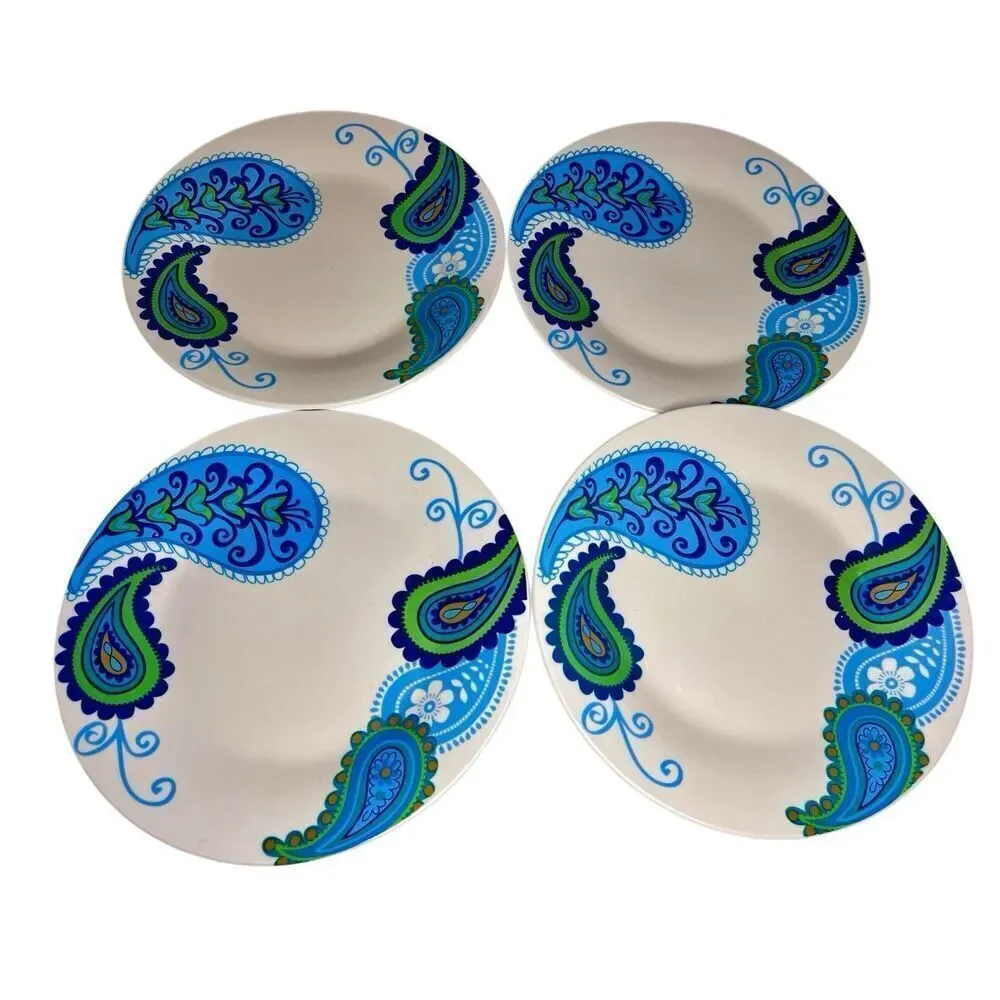 Retired Royal Norfolk Blue Paisley Set of 4 Salad Plates 8